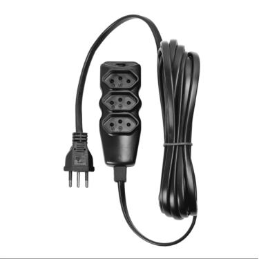 Imagem de Extensão Elétrica 3 Tomadas PP Plano 3X0,75 5M Preta