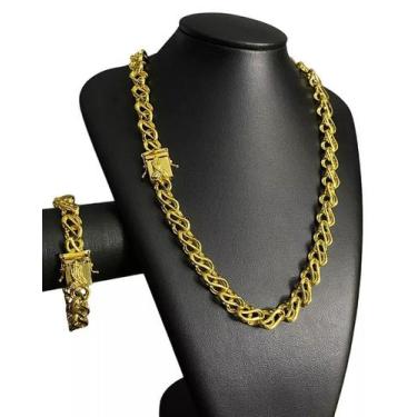 Imagem de Kit Friso S Vazado 12mm Fecho Mão Orando Banhado A Ouro 18k - ToJoia18