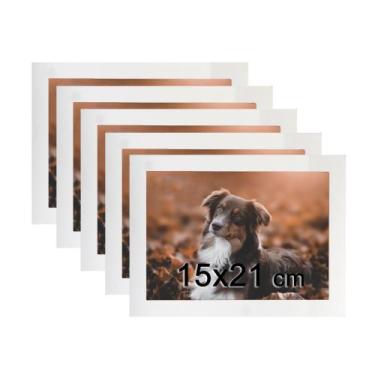 Imagem de Kit 5 Porta Retratos C/vidro 15x21 A5 Moldura Branca para fotos e deco