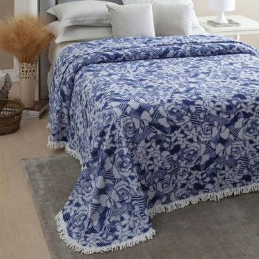 Imagem de Colcha Casal Chenille Canelada Jolitex Valentina Azul - IND E COM JOLI