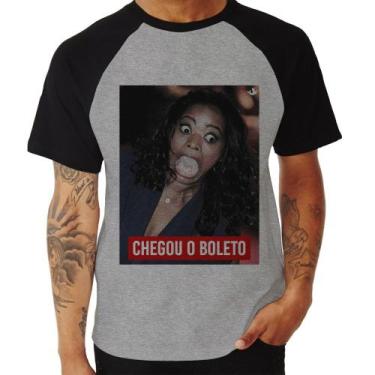 Imagem de Camiseta Raglan Chegou o boleto - Foca na Moda, Cinza, Preto, GG