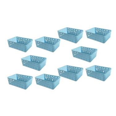 Imagem de Kit 10 cestos organizadores premium azul - Trioplast