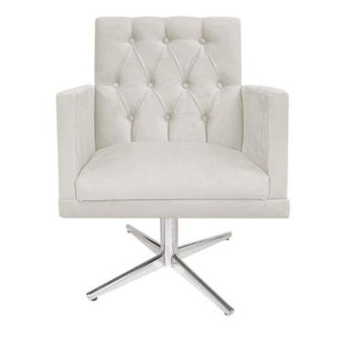 Imagem de Poltrona Decorativa Nanda Base Giratória de Metal Sala de Estar Quarto