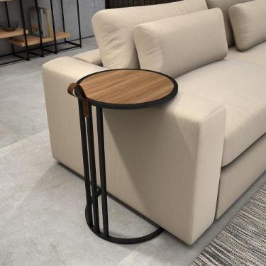 Imagem de Mesa De Apoio Industrial Em Aço Escandinavo Supreme Alça De Couro - Fr