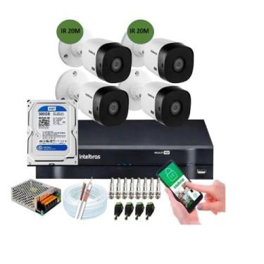 Imagem de Kit Intelbras 4 Cam 1120b Dvr 04ch Full hd C/Hd 500GB