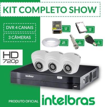 Imagem de Kit intelbras completo alta definição - 3 câmeras internas - hd