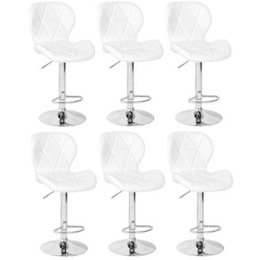 Imagem de Kit 06 Banquetas Slim Estofada Giratória com Regulagem de Altura - Bra