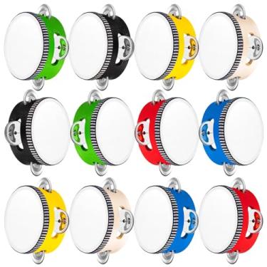 Imagem de Lukmaa Tambor de pandeiro de casamento de 10 cm para adultos, presente de percussão manual, madeira, metal, jingles, instrumento musical de bateria educacional para jogos de festa de casamento na