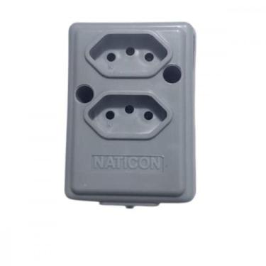 Imagem de Tomada Barra Naticon Dupla 10A 2 Polos +Terra Cinza 606