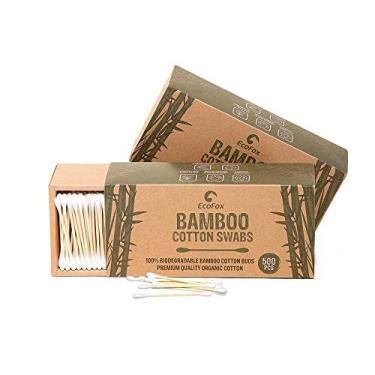 Imagem de Cotonetes de algodão de bambu com 1000 unidades | Botões de algodão de madeira biodegradáveis e orgânicos | Almofadas de orelha de ponta dupla | 100% ecológica e natural! | Perfeito para remoção de cera de orelha, artes e artesanato, remoção de poeira e sujeira