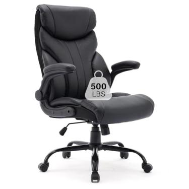Imagem de GAOMON Cadeira de escritório grande e alta de 226 kg, cadeira de escritório em casa, assento largo, cadeira de escritório executiva ergonômica, cadeiras de mesa de computador com encosto alto, cadeira