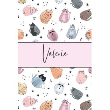 Imagem de Valerie Cat Notebook: Cute Cat Notebook - Funny Crazy Cat Pattern For Cat Lovers - Pink Lined Journal - Valerie Name Diary