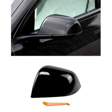 Imagem de LIMBQS Capa de espelho traseiro para Tesla Model 3, substituição da capa do espelho retrovisor para Tesla Model 3 2017-2023 (preto esquerdo)