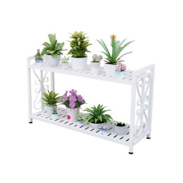 Imagem de Plant Stand Indoor Outdoor，Flower Rack，Simple Plant Stand，Tier Plant Stand ，Storage Rack，Floor-Standing Glower Rack，for Living Room Balcony Garden，Black，White(White,60*30*70cm/23.6*11.8*27.6in)