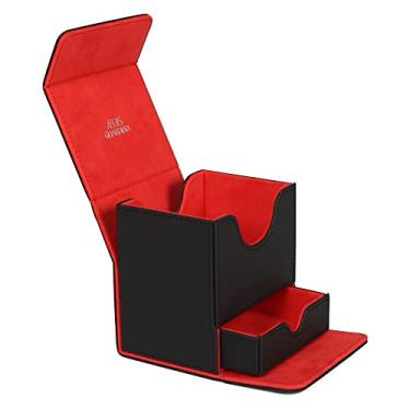 Imagem de AEGIS GUARDIAN Card Deck Box with Dice Tray for MTG Cards, Commander Deck Box fit 150+ Sleeved Cards, PU Leather Card Storage Box Strong Magnet Deck Game Case for TCG CCG, Red Ineer
