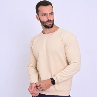 Imagem de Blusa De Frio Moletom Gola Redonda Lançamento Hugo - HUGO JOBS, Bege, 