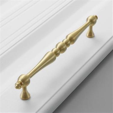 Imagem de Puxador de ouro leve de luxo, cobre puro, moderno, simples, redondo, latão, gaveta, americano, todo em cobre, prata, vintage, puxador de guarda-roupa, ouro escovado, 160 mm