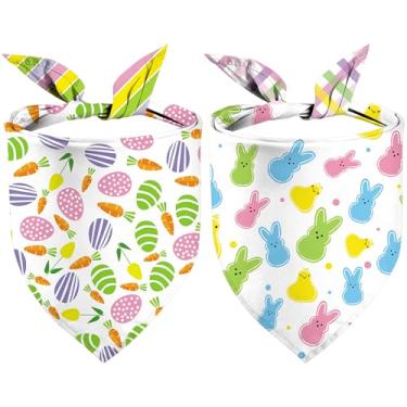 Imagem de Bandanas para cães de Páscoa, estampa reversível, ovos de páscoa, cenoura, pacote com 2, presente Happy Easter com camada dupla (03)