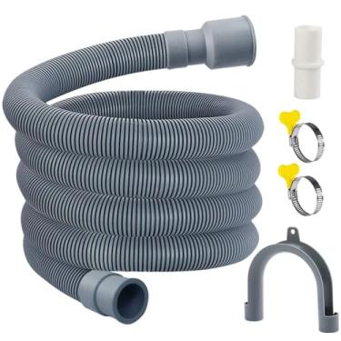 Imagem de MyLifeUNIT Mangueira de drenagem para máquina de lavar, kit de extensão de mangueira de drenagem com 1 adaptador de extensão e 2 braçadeiras de mangueira, 1,8 m