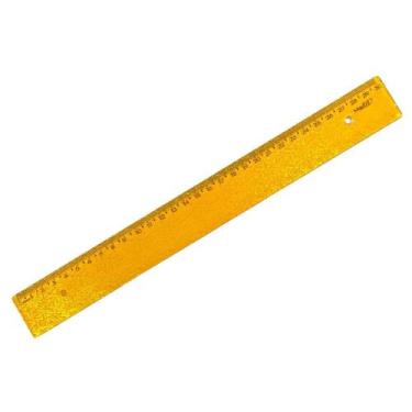 Imagem de Régua Escolar 30cm Holográfica Glitter Laranja New Line Brilhante Wale