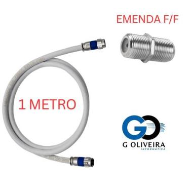 Imagem de Cabo Coaxial para Antena de TV 1 Metro crimpado com EMENDA pronto pra 