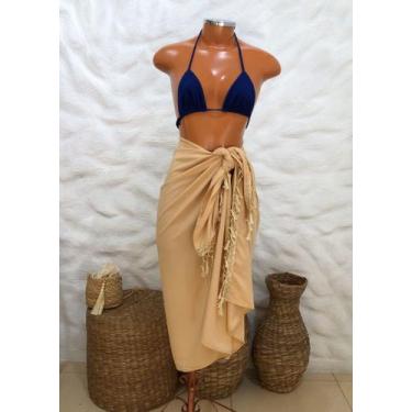 Imagem de Canga Saída de Praia Areia Franja Brilho Feminina Versátil e Elegante 