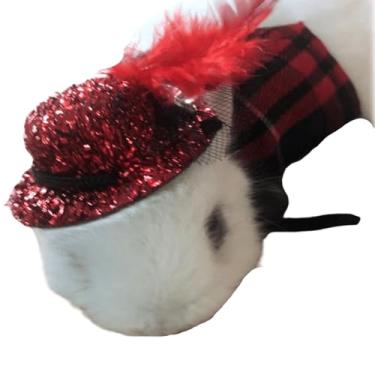 Imagem de Chapéu de Natal para animais pequenos, cachecol, Dia dos Namorados, conjunto de fantasias de Natal, cachecóis, roupas de animais pequenos, para hamster, porquinho-da-índia, coelho, chinchila, ouriço