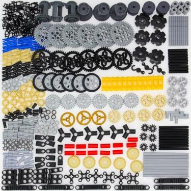 Imagem de TEESE 408pcs Technic-Gears-Axles-Pins-Connectors-Wheels-Bush-Differential Tires Tracks, Compatible with Technic-Parts, for Technic-Project-Bulk-Blocks(Random Color)