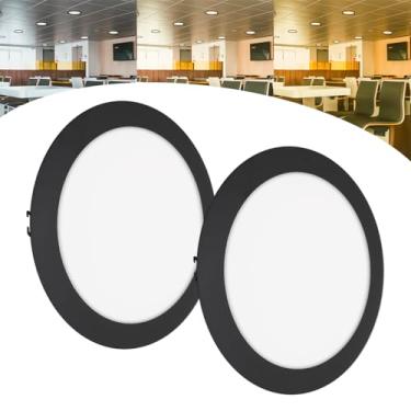 Imagem de Kit 2 Painel Plafon Led 18w Embutir Redondo Preto Bivolt (Branco Quente)