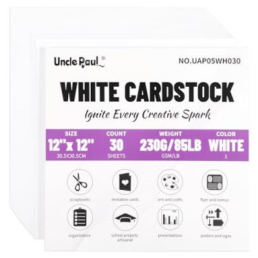 Imagem de 30 folhas de cartolina branca – 30 x 30 cm, peso pesado, 230 g, papel cartonado, perfeito para álbuns, artesanato, cartões de visita UAP05BK
