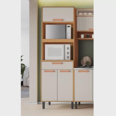 Imagem de Paneleiro Torre Quente 3 Portas 1 Gaveta 2 Nichos para Forno e Microondas Nápoles Itatiaia