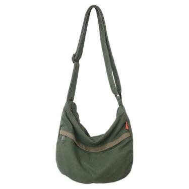 Imagem de HAN-LBG Bolsa tiracolo Hobo masculina e feminina, bolsa de ombro casual com alças ajustáveis, bolsa carteiro leve para viagens, caminhadas, trabalho, Verde, One Size