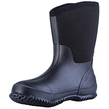 Imagem de Botas de pesca masculinas à prova d’água para caça e pesca da Tenga, botas de chuva de neoprene de borracha isolada durável, sapatos femininos para inverno e trabalho na neve, Preto, 10.5 Women/9 Men
