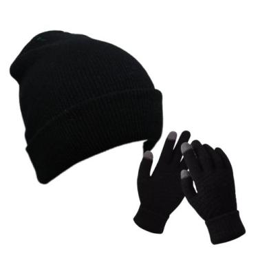 Imagem de Kit Touca Gorro De Frio Inverno Mais Luva Touch Unissex - Lontchi
