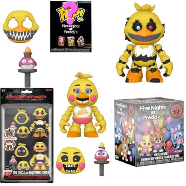 Imagem de Horror Night Pint Sized Five Nights at Freddy's Mini Figure Bundled with Chica Plush! + Balloon Blind Box + Pocket Pop! + Bitty Classic Characters 4 Items