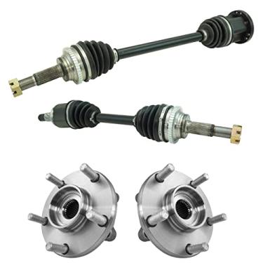 Imagem de TRQ Kit de direção dianteiro, 4 peças, conjunto de eixo CV e kit de rolamento do cubo da roda novo para modelos 2004-2006 Infiniti G35x de tração em todas as rodas