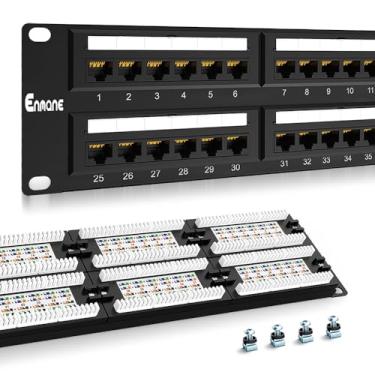 Imagem de Enmane Painel de remendo Keystone 2U 48 portas CAT6A Patch Panel Montagem em rack Ethernet 48.3 cm Patch Panel Punch Down para Cabeamento Cat6A, Cat6, Cat5e, Cat5 (CAT6)