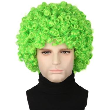 Imagem de Topcosplay Perucas Afro Unissex, Verde, Curtas, Cacheadas, Acessórios Para Fantasias De Festa, Perucas Engraçadas