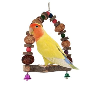 Imagem de Poleiro de pássaro, gaiola de pássaro poleiro,Polas naturais para periquitos | Playground Stand With Rattan Ball para Treinamento de Janelas em Interior Pedro de Ninho