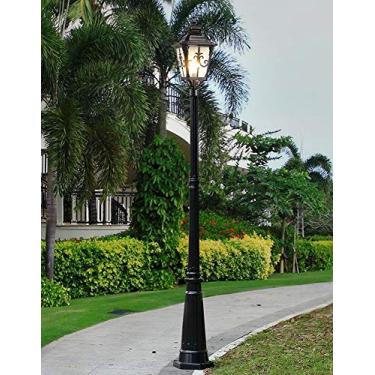 Imagem de CUTPOIY Villa Europeia High Pole Landscape Decor Luminária Jardim Comunidade Lanterna de Vidro Alta Luz Luz de Rua Lâmpada de Chão Impermeável Exterior Lâmpada de Coluna Lâmpada Poste, 210 cm