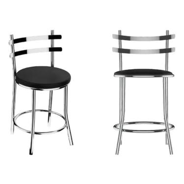 Imagem de Banqueta Redonda Siena Alta 70cm Cromada Flape