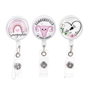 Imagem de Framendino, Pacote com 3 clipes retráteis de carretel de crachá de tecnologia de ultrassom para identidade, funcionário de escritório