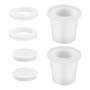 Imagem de Lyreh Conjunto de 2 anéis e 2 capas para furos guarda-sol de mesa pátio, silicone resistente para furos de 5 a 6,35 cm em mesas bilhar, jardim praia exterior (branco)