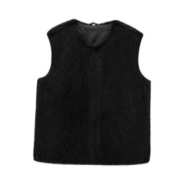 Imagem de Colete Feminino de Pele Sintética - Sem Mangas, Quente e Soltinho para