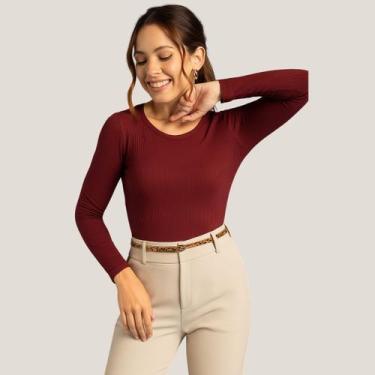 Imagem de Blusa Feminina Justa em Canelado - Cativa Gris, P, Ripe plum