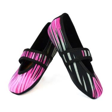 Imagem de Nufoot Pantufas femininas Betsy Lou, dobráveis, rasteiras flexíveis, chinelos de viagem, sapatos de exercícios, sapatos de dança, meias de ioga, sapatos para casa, sapatos de interior, rosa aurora