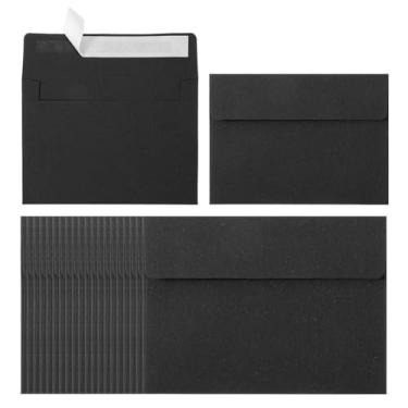 Imagem de PATIKIL Pacote com 24 envelopes A2, envelopes de convite pretos autovedantes 10 cm x 13 cm para cartões postais de casamento, fotos, anúncios, tamanho 10 x 14 cm