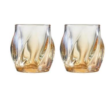 Imagem de Conjunto de 2 copos de uísque de cristal, copos torcidos à moda antiga de 250 ml, ótimos para Bourbon, Scotch e coquetéis (2 conjuntos)