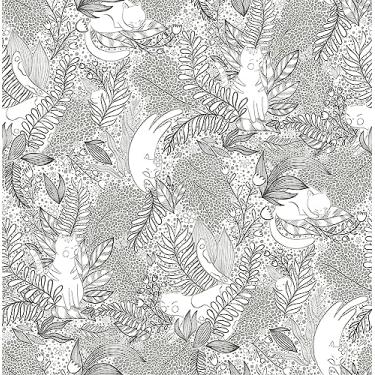 Imagem de Papel de parede botânico preto gato Garden novidade destacar e colar