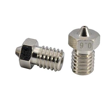 Imagem de 2 peças para impressora 3D de atualização, banhado ao desgaste, bocal de latão de rosca M6 de 0,6 mm para 1,75 mm V6 Hotend Titan Aero Extrusora Prusa I3 MK3 MK3S Anycubic I3 Mega 3D Printer (2 x 0,6